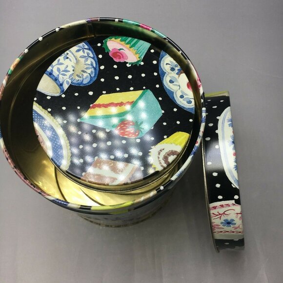 Vintage Department 56 Tea Party Nesting Set Cylinder Tins Polka Dot Cake Design - Picture 3 of 6